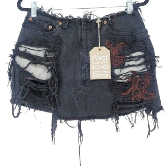 Furst Of A Kind Handmade Levi's Distressed Skirt - Picture 1 of 7